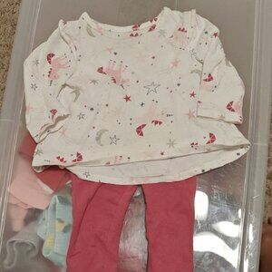 Jumping Beans Geometric Print Baby Top - White and Pink